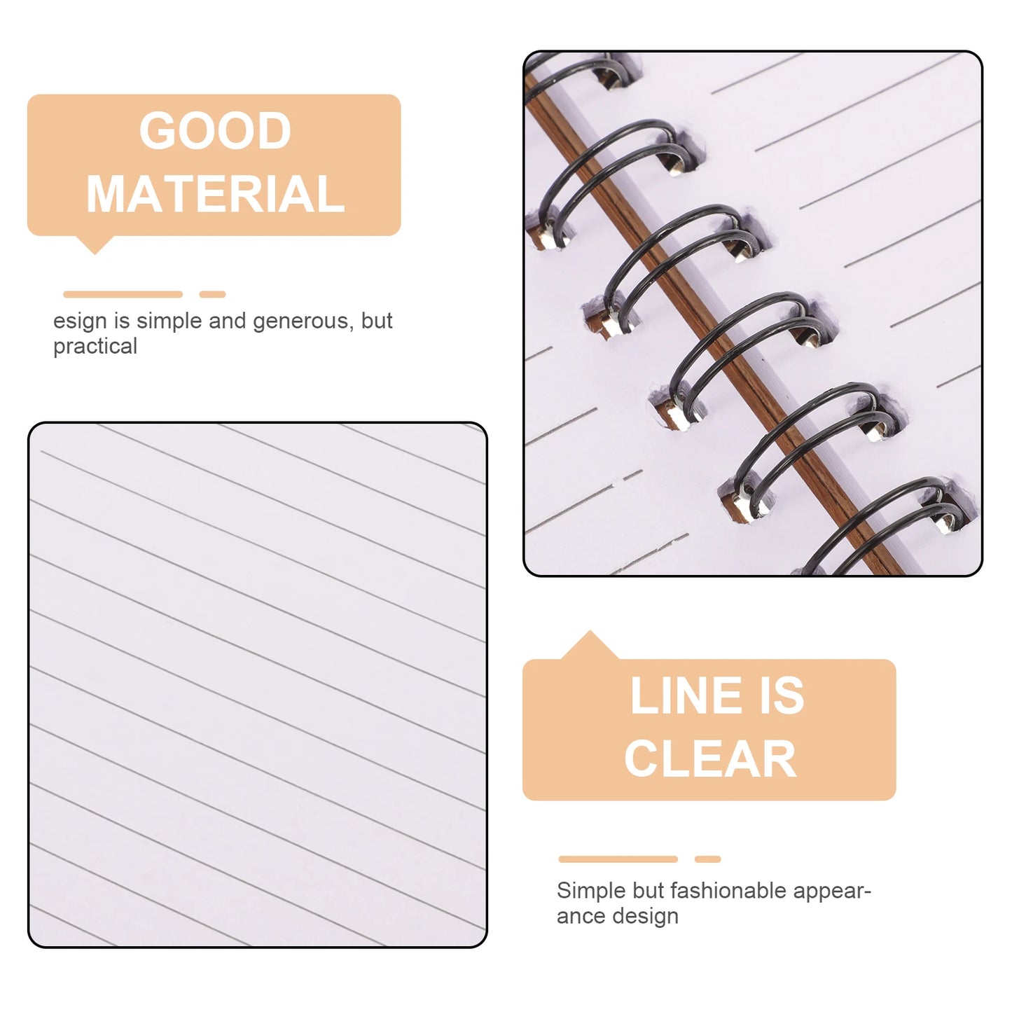 Wood Grain Notepad Spiral Writing Notebook Diary Monthly Planner Book Note Pad With Pen Office School Stationery School Supply