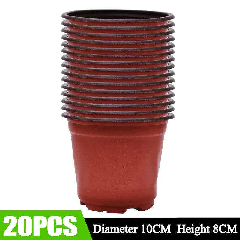 100/20x Plastic Plant Nursery Pots Outdoor Flexible Garden Flowers Plants Seedling Pot Planting Basin Seedling Cups Supplies
