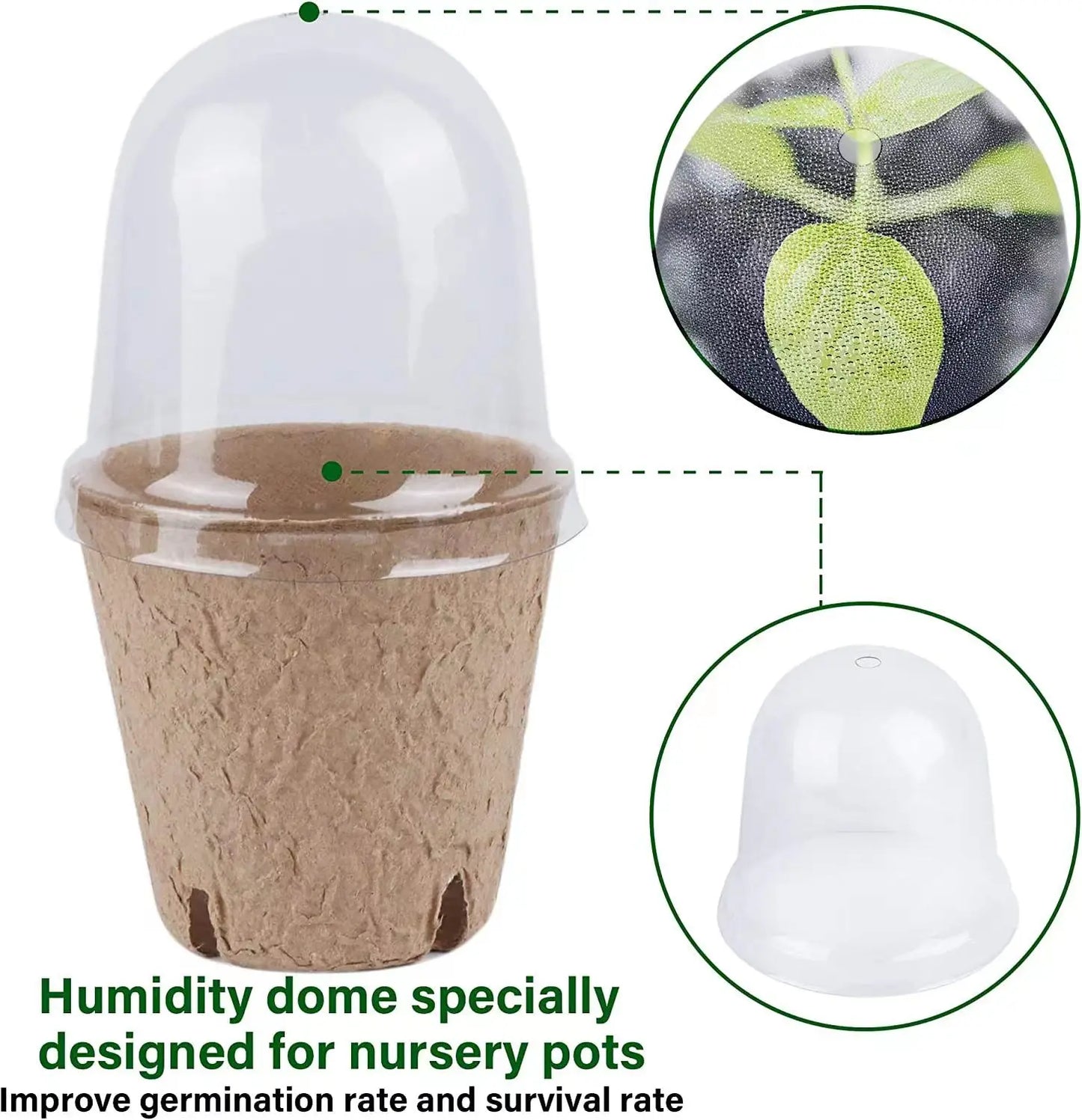 Seed Starter Biodegradable peat POTS, seedling planting POTS with 1/610 labels, plant POTS with humidity domes