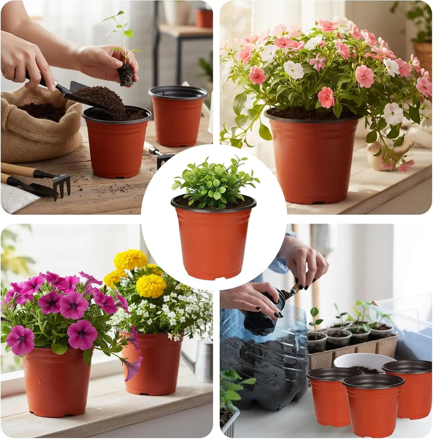 100/20x Plastic Plant Nursery Pots Outdoor Flexible Garden Flowers Plants Seedling Pot Planting Basin Seedling Cups Supplies