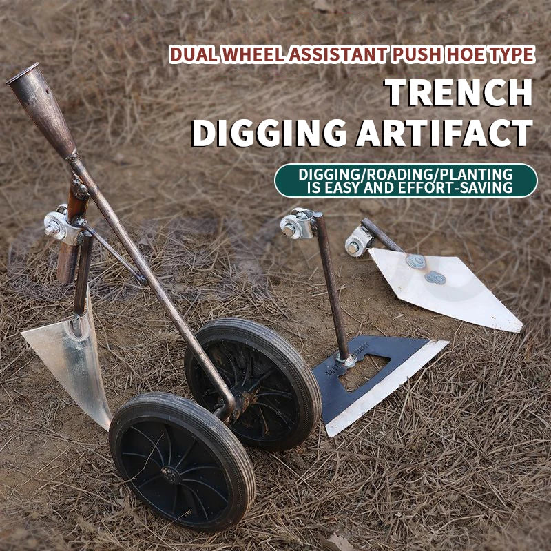Household Hand-Pushed Hoe, Wheeled Hoe, Weeder, Garden Hoe, Micro Tillage Machine, Turning Soil, Trenching Plow, Push