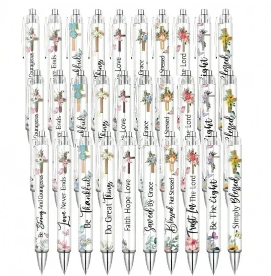 10 pcs Christian Pens for Women Religious Ink Pens Inspirational Quotes Pens Bible Verse Ballpoint Pens Funny Office Pens Retrac