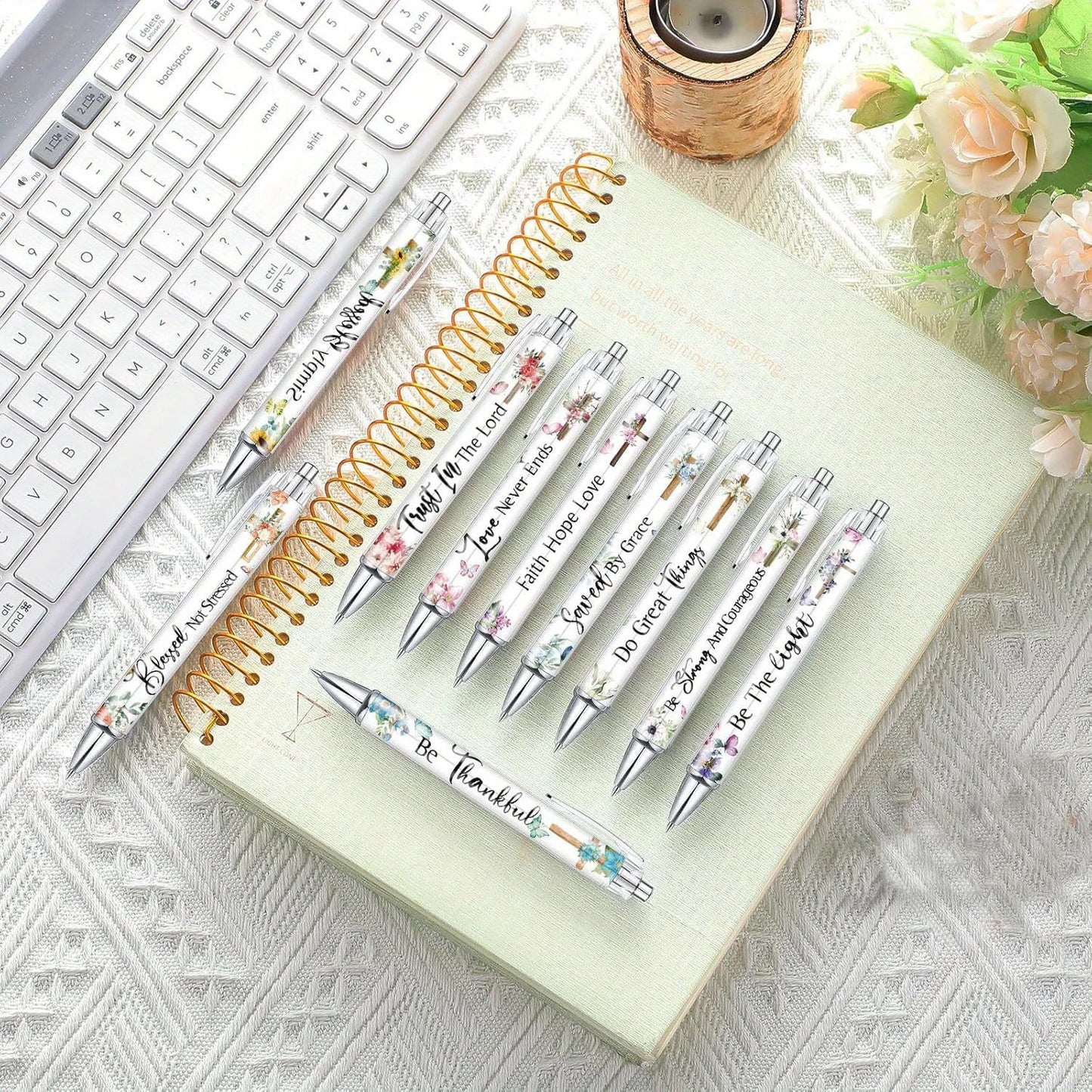 10 pcs Christian Pens for Women Religious Ink Pens Inspirational Quotes Pens Bible Verse Ballpoint Pens Funny Office Pens Retrac
