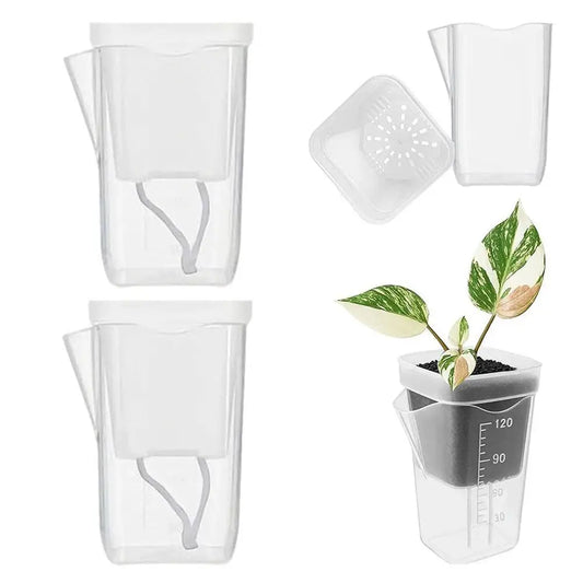 Self Watering Plant Pots Mini Seedlings Pots Flowerpot Translucent Plastic Planters Plant Propagation Pot With Reservoir ﻿