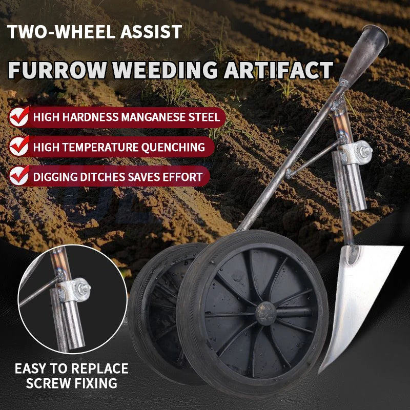 Household Hand-Pushed Hoe, Wheeled Hoe, Weeder, Garden Hoe, Micro Tillage Machine, Turning Soil, Trenching Plow, Push