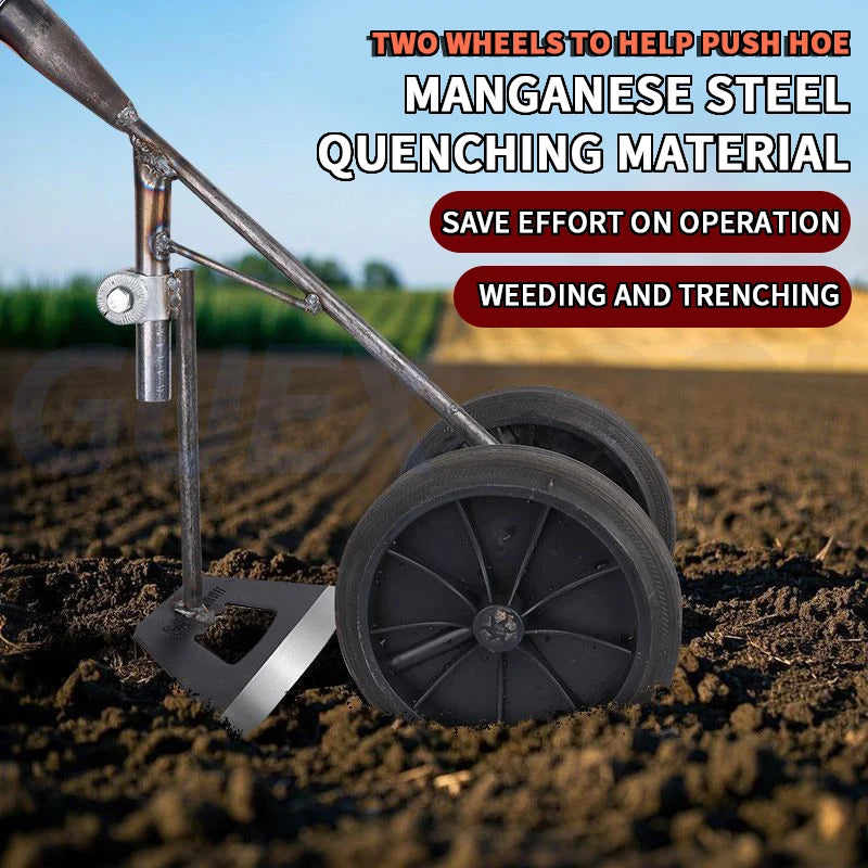 Household Hand-Pushed Hoe, Wheeled Hoe, Weeder, Garden Hoe, Micro Tillage Machine, Turning Soil, Trenching Plow, Push