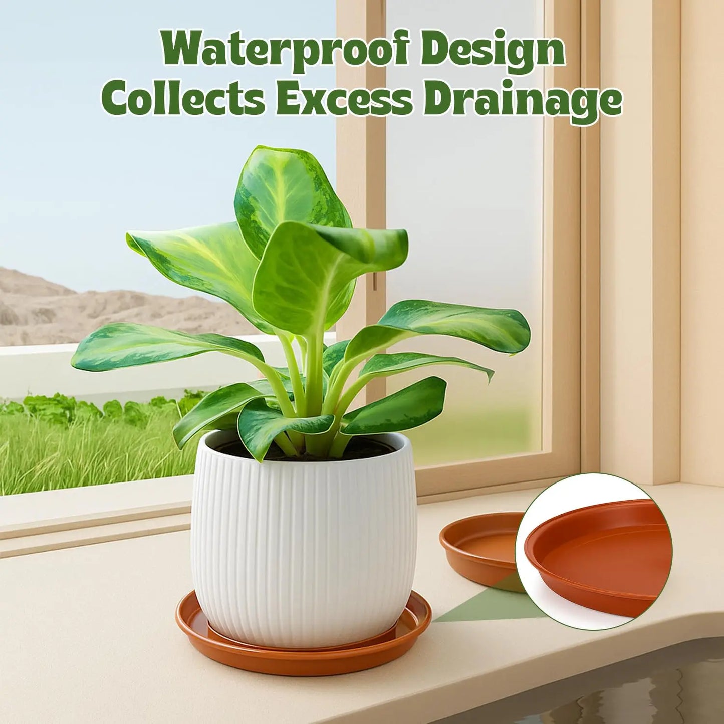 12 Pack Plant Pot Saucers – 4 Sizes (18/22/24/26cm) Plastic Drip Trays, Durable for Indoor/Outdoor Garden Plant Pots