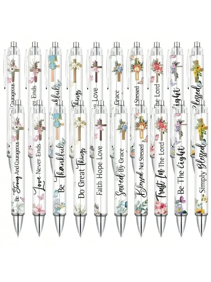 10 pcs Christian Pens for Women Religious Ink Pens Inspirational Quotes Pens Bible Verse Ballpoint Pens Funny Office Pens Retrac