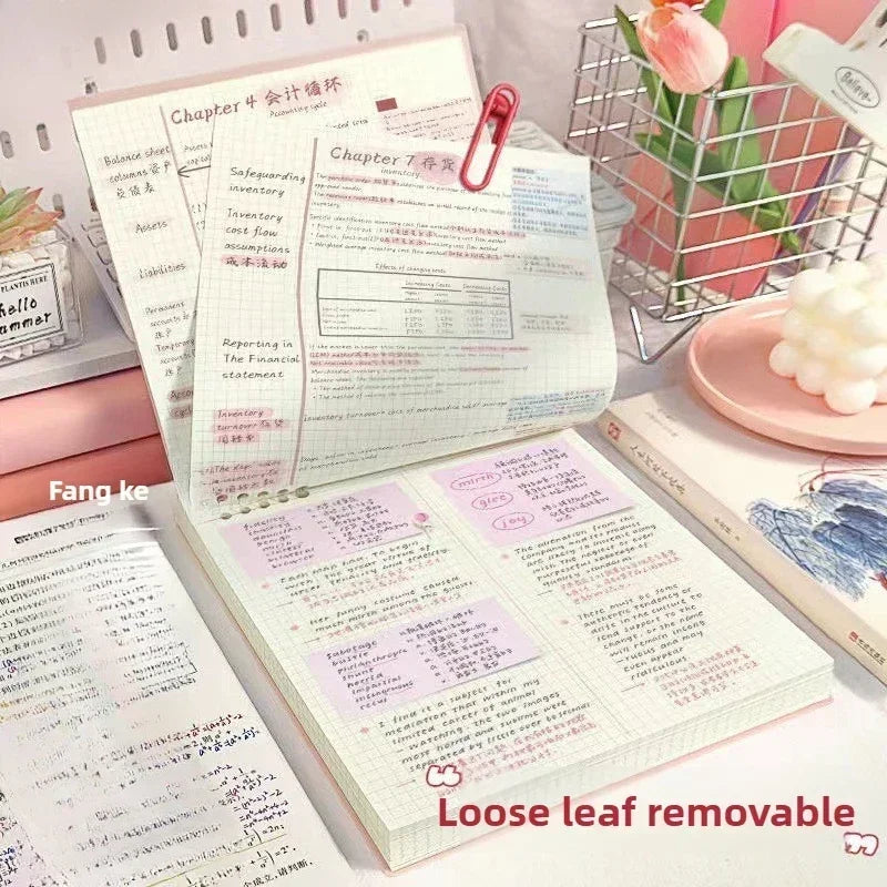 Grid Notepad B5 Sketch Book Notebooks Leaf Notebook Diary Flip Stationery Journal Writing Pads Office School Supplies