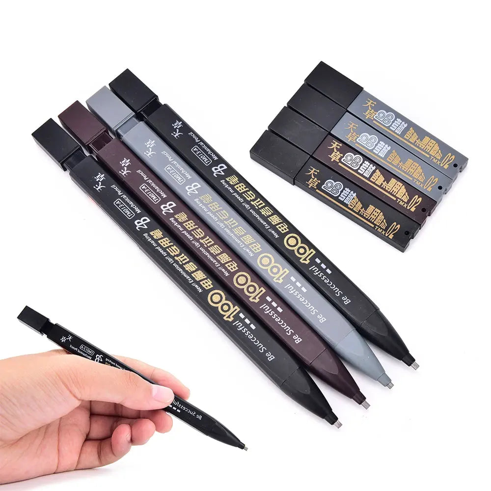 51-piece 2B pencil set - includes 3 mechanical pencils and 48 black leads, made of durable plastic (color random).
