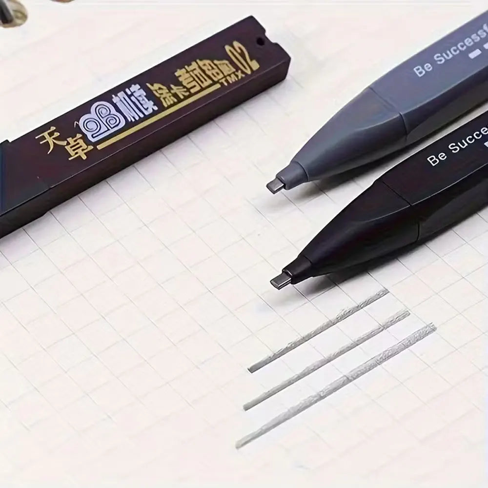 51-piece 2B pencil set - includes 3 mechanical pencils and 48 black leads, made of durable plastic (color random).